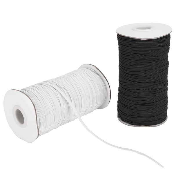 Elastiskt band platt syrepsträng DIY ärmmasktillverkning högelastisk 100 Yard rulle (svart vit)