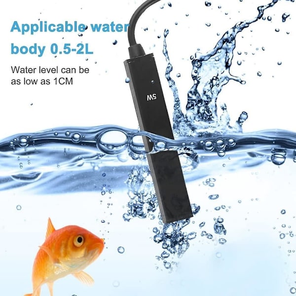 Mini USB Vandtæt Akvarievarmer, 5W Varmestav til 0,5-2L Fiskekum