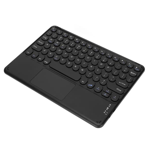 10 tommer trådløst Bluetooth Touchpad-tastatur Retro runde tastehætter Ergonomisk magnetisk understøttelse Touch-bevægelser til Windows til IOS Sort