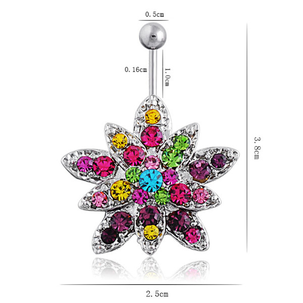 Naisten värikäs Lotus Belly Navel Button Q00329 metalliseos vartalokorut