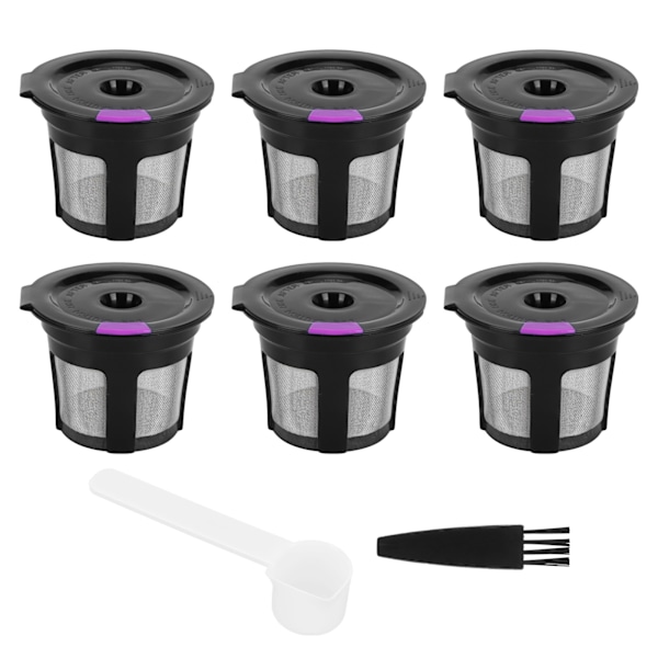 Kaffekapsel Återanvändbar Kapselborste Sked Kit för KEURIG 2.0 1.0 Kaffeemaskin 6 st Svart