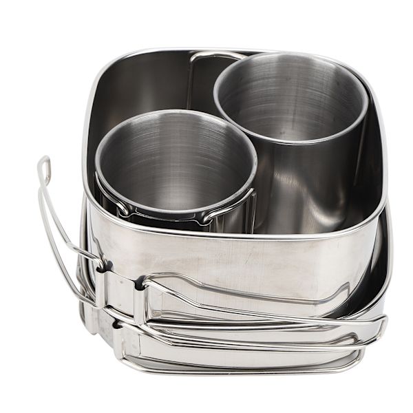 6 st/set rostfritt stål utomhus camping köksredskap redskap bärbar stekpanna koppar pot bestick för picknickSilver