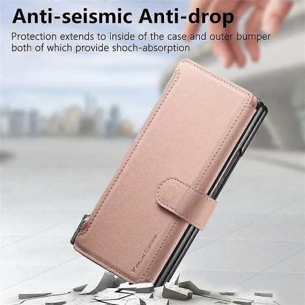 Compatible with Samsung Galaxy Z Fold8 Ultra Magnetic Case Detachable Wallet Stand Fabric Texture Leather + PC + TPU Phone Case Pink