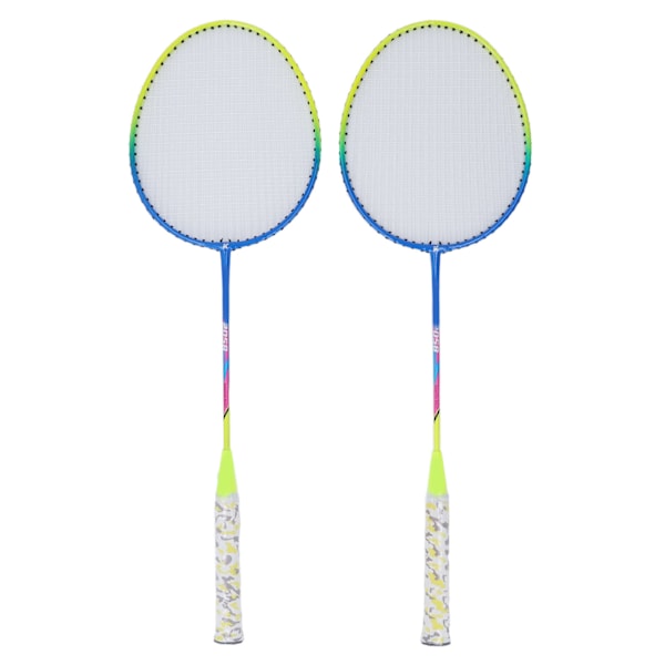 2 st badmintons racketar gul lätt ram stor sweet spot halkfri dubbel badminton racket med förvaringsväska