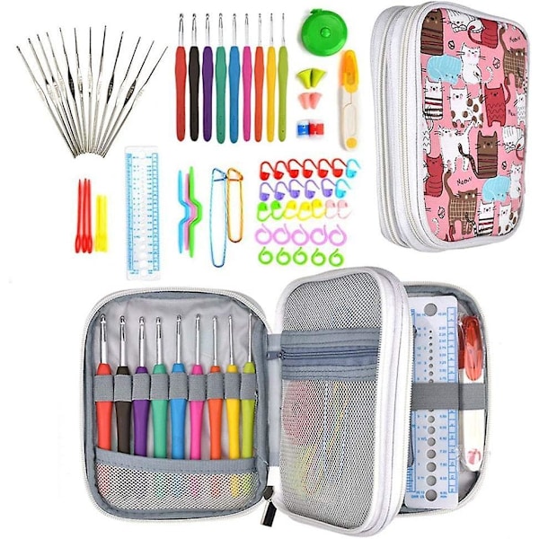 Aluminum Knitting Needles Kit - 72 Pieces with Storage Bag