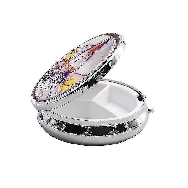 Ammattimainen 40mm metallipillerirasia 3 osastolla - Vedenpitävä lääkeastia (Lily-kuvio)