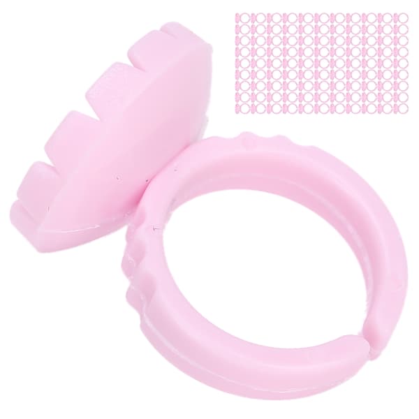 100 stk. Engangs Øjenvippe Lim Ring Kop Øjenvippe Extension Lim Holder Tilbehør Pink