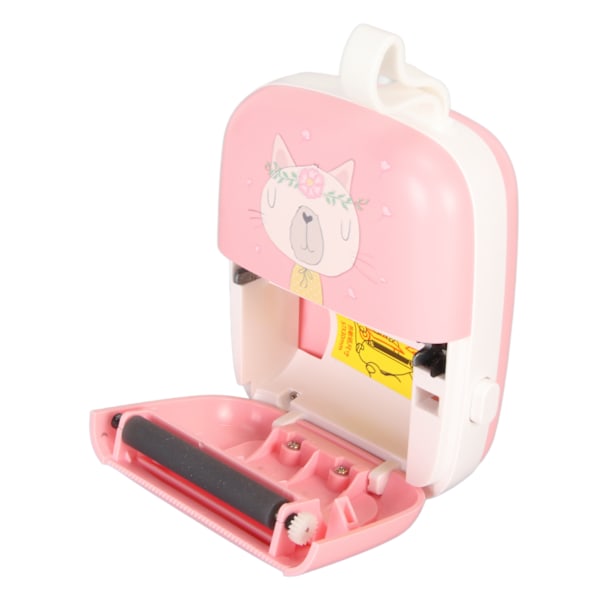 Lommeter termisk printer med 3 ruller papir, notes label maker, mini fotoprinter, indbygget batteri, pink