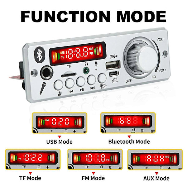 Bluetooth MP3 WAV Decoder Board 80W Forstærker Håndfri Bil Audio Mikrofon