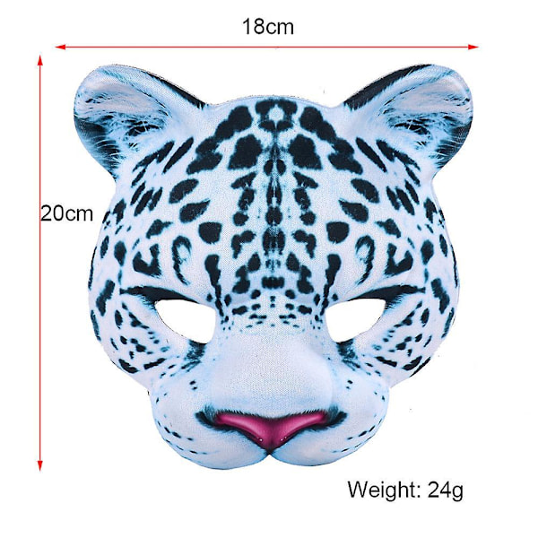 Rolig Snöleopard Djurmask för Halloween, Påsk Karnevalfest