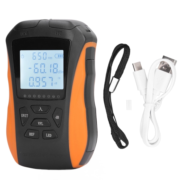 Optisk fiber-effektmåler 4 i 1 fejlfindingsdetektor RJ45-tester 5 km ‑50~+26dBm med LED-lys