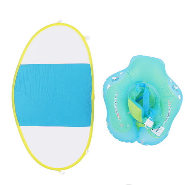 Baby Swim Ring Double Gasbag Rollover Protection Baby Pool Float Ring with Sun Protection Canopy