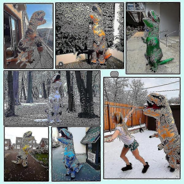 Oppusteligt T-Rex dinosaurkostume til Halloween-fest og cosplay blue 120-145cm