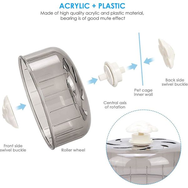 Super tyst hamsterhjul i akryl och plast - 13 cm