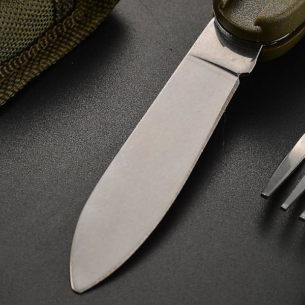 7-in-1 Taittuva Ruokailuvälineet Ulkokäyttöön Leirintään, Ruostumaton Teräs