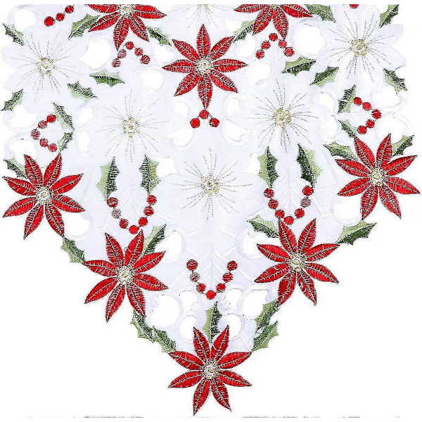 37x175cm Juleduk Brodert Duk Rød