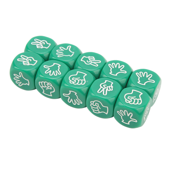 10-pack tärningsspel med 6 sidor, vattentäta, antioxidant, fingergissningsspel, tärningar för brädspel, utbildning, gröna