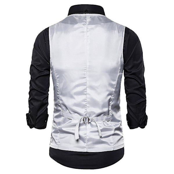 Paljetter Casual Väst för Män - Silver, XXL