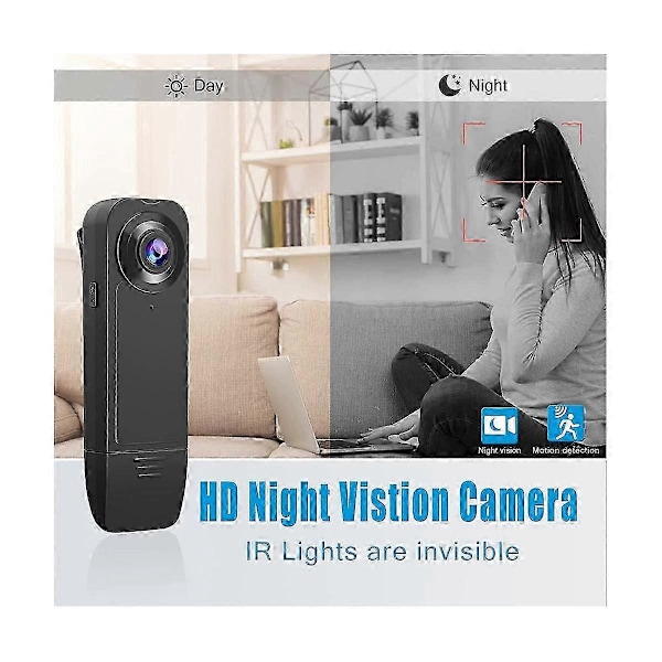 Lite Kroppskamera, Lommekamera Videokamera Ekte HD 1080P Nattsyn 6 Timers Batteri N-opptak