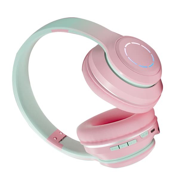 Trådløst Gaming Headset Gradient BT5.2 Forbindelse Bløde Ørepuder Farverige Lys Gaming Headset til Stationær Bærbar Pink