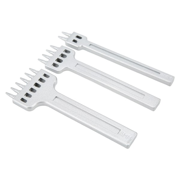 Lærpinner i 2, 4 og 6 tenner - Sinkpinner i sinklegering - Hvit, fin glans - Stor åpning - Speilblank overflate - Sydd - 6 mm