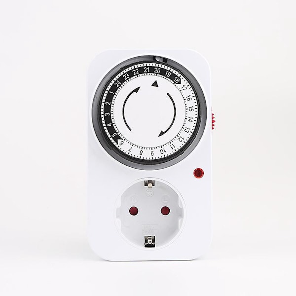 Indendørs Timer - 24-timers Programmerbar, 1 Stikkontakt, Daglig Til/Fra-Cyklus, 30-minutters Interval, Ideel til Lamper