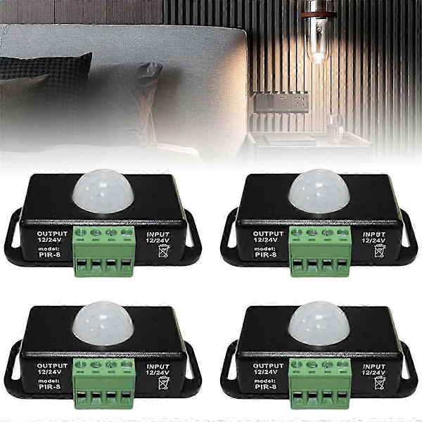 LED Bevægelsessensor 12V/24V DC, Bevægelsessensor Krop Infrarød Bevægelse PIR Sensor Switch Automatisk Trådløs