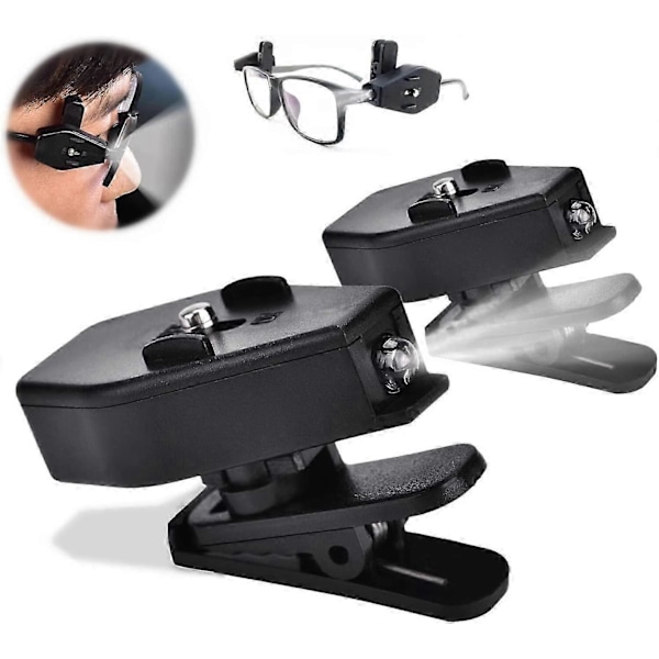 Mini Læselampe, Clip-on Lampe Clip-on Lommelygte Clip-on Lampe til Natlige Vedligeholdelsesfiskeenheder til Læsning (1 par)_SZXM