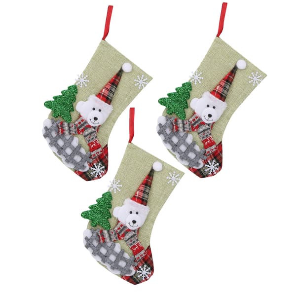 3 st/set Julstrumpor Socka Presentpåse Hängande Prydnad Julgransdekoration Björn