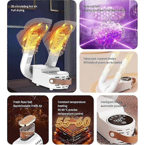 Skotork, 55C-60C Skovärmare Elektrisk UV Sko Handske Portabel Tork 150W Dry Sure Skotork Multifunktionell Skokompis 360 Värmespridning Tele