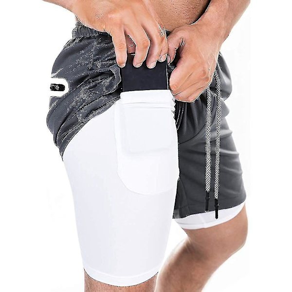 Letvægts Hurtigtørrende Herre 2-i-1 Løbeshorts 3XL Mørkegrå