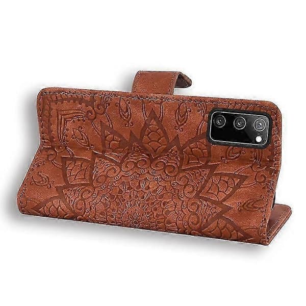 Pungcover til Samsung Galaxy S20 FE Premium PU-læder Flip Cover Mandala Brown