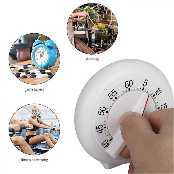 60 Minuter Rund Form Timer Kök Mekanisk Räknare Alarm