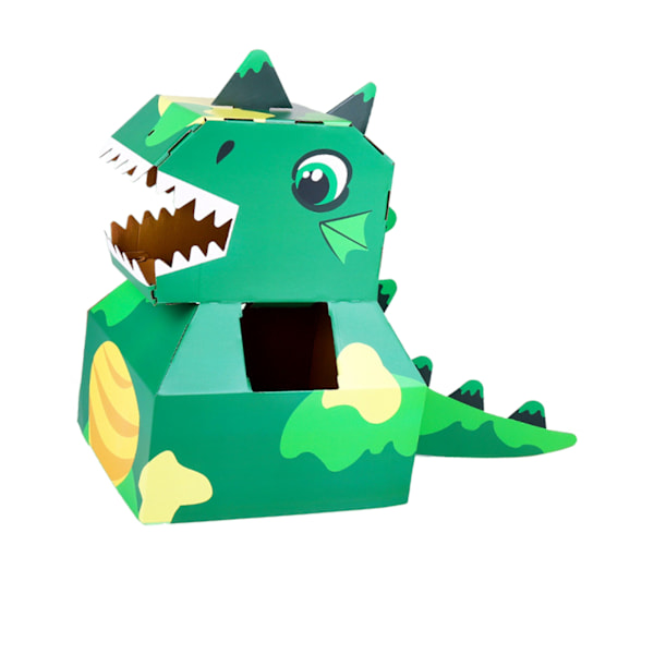 Paper Dinosaur Head Costumes Toy DIY Wearable Interactive Cardboard Dinosaur Head Costumes for Children Emerald Green