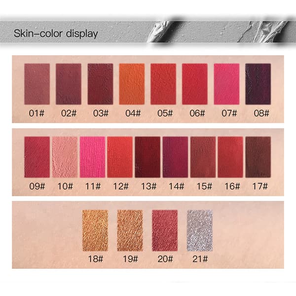 21 farger flytende leppestift sminke langvarig matt vanntett lipgloss leppestift
