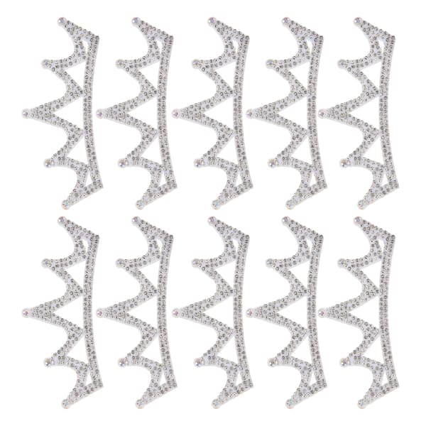10 st Rhinestones Tyg Applikation Kronformade Märken Klädtillbehör 10x3,7cm Vit Triangulär Typ