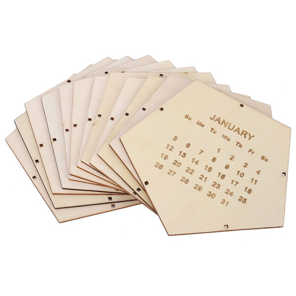 2020 Unik DIY Tregulvkalender Geometrisk Tredimensjonal Skrivebordskalender Hjemmekontor OrnamentKhaki