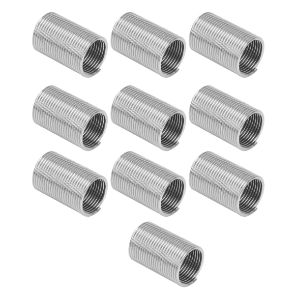 10 stk. gevindindsats i rustfrit stål, gevindbøsning, gevindreparationsbeslag M10x1x3D