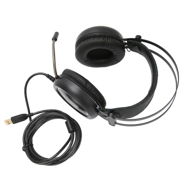 H1 Gaming Headset 7.1 Virtuellt Surround RGB-effekter Multifunktionella Over-Ear Hörlurar för PC