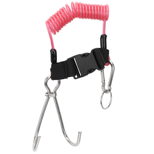 Rustfritt stål Marine Sports Reef dobbel krok med fjærtau for dykking Dykketilbehør Transparent rosa