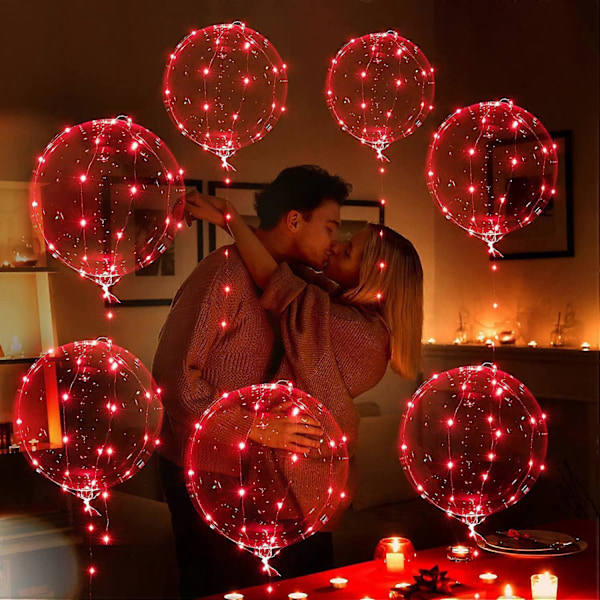 Lysende Balloner, 10 Pakker 61 cm Valentinsdag Bobo Balloner med 3 meter LED Lys Kæder til Valentinsdag Bryllup Jul Fødselsdagsfest (