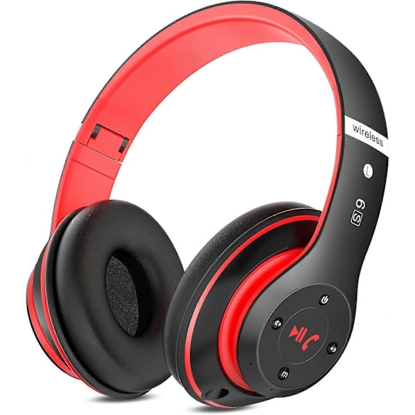 Bluetooth-kuulokkeet, 6 taajuuskorjaintilaa, kannettavat ja kokoontaitettavat (mustapunainen)
