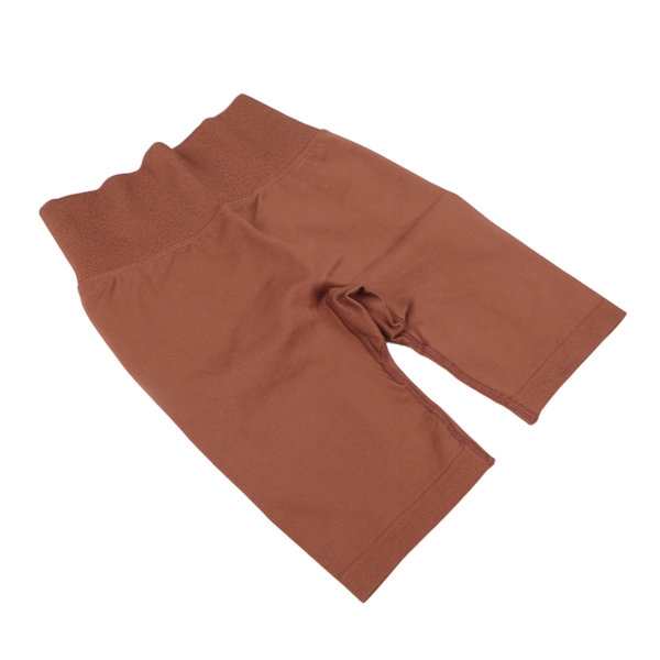 Yogashorts med hög midja, snabbtorkande, elastiska, mjuka och andningsbara, kaffefärgade cykelshorts för kvinnor, L