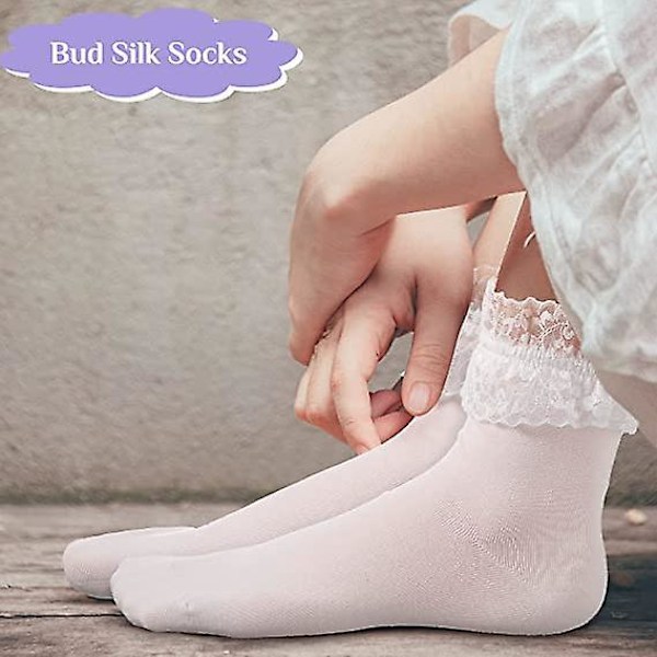 Ankle Socks with Ruffled Lace - 3-pack