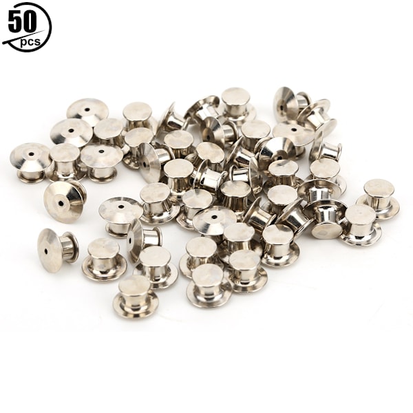 50 st Brosch Pin Ryggar Väska Låsande Fäst Platt Hatt Namnlappar Bok Pin Keeper 7 x 10mmNickel