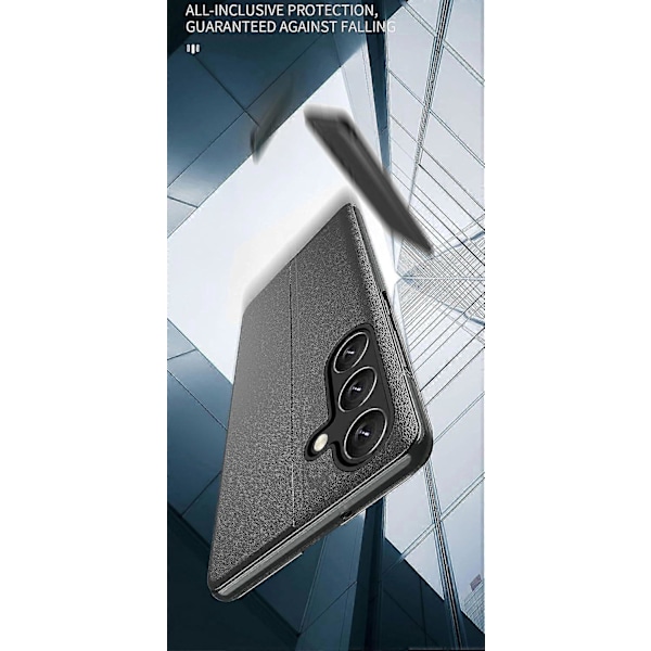 Transparent Fönsterfodral med Magnetisk Stängning PC + PU Läder Bokstil Flip Ställfunktion Stöttåligt Skyddsfodral för Samsung S23