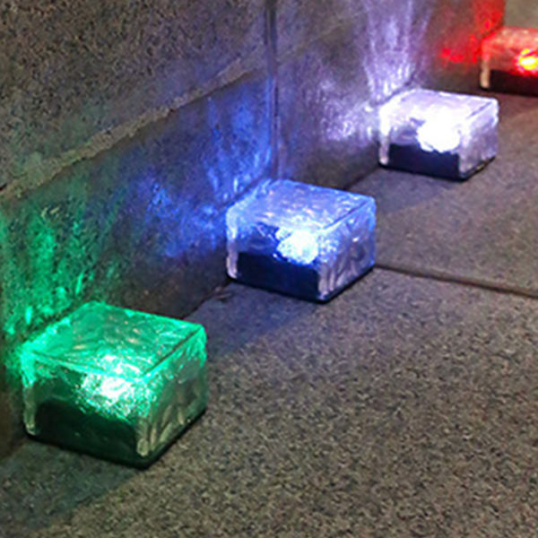 Solglas Mursten Lys ABS LED Vandtæt I Jorden Begravet Is Mursten Landskab Lampe til Udendørs Have Plæne Farverig Lys