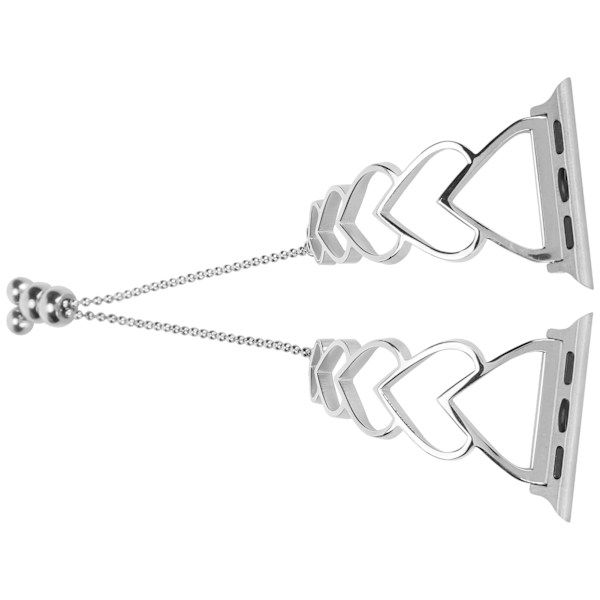 Stilig armbånd i rustfritt stål med hullet hjerte, klokkestropp for IOS Watch Silver42/44mm