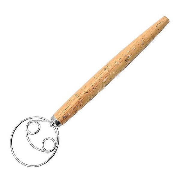 Melmikser i rustfritt stål med trehåndtak, spiralvisp for egg
