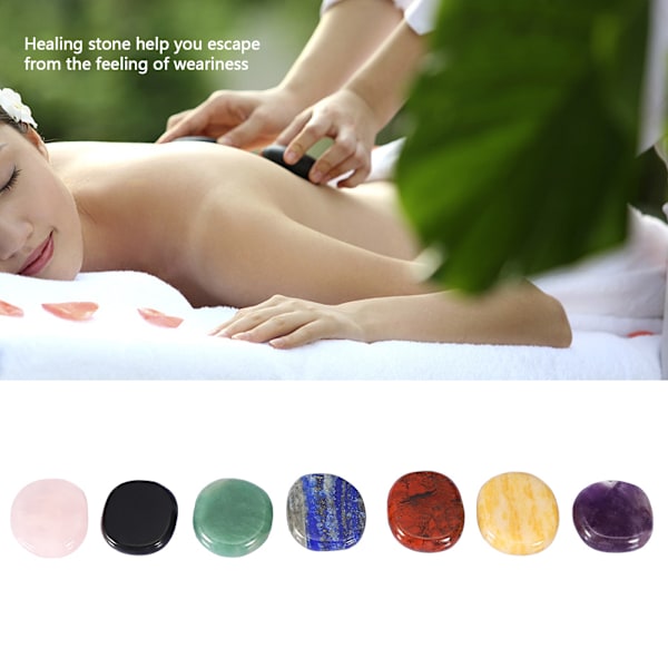 7 stk Naturlig Tynd Krystal Healing Stone Uregelmæssig Seven Chakra Energy Slice